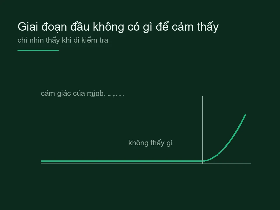 Sơ đồ đường cảm giác đi phẳng rất lâu rồi mới vọt lên ở cuối